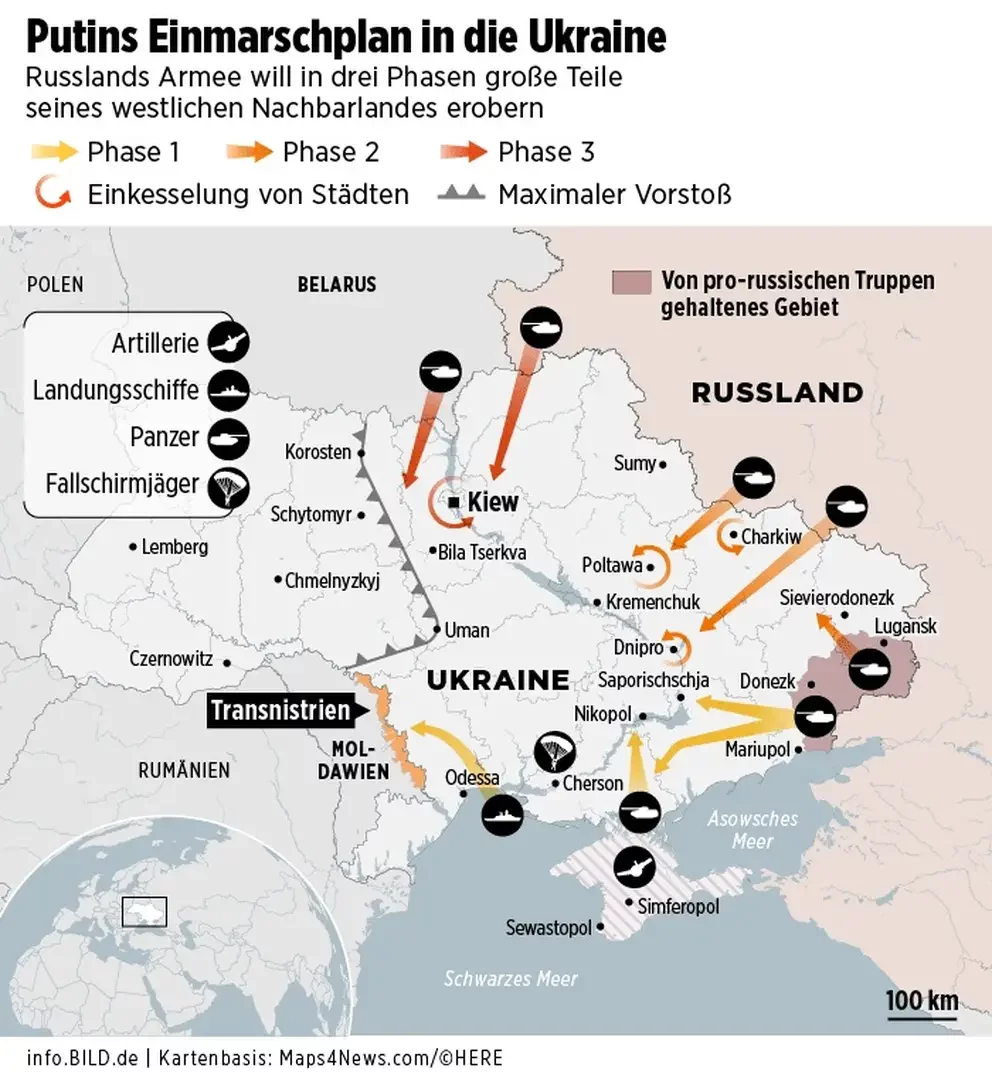 Карта вторжения россии