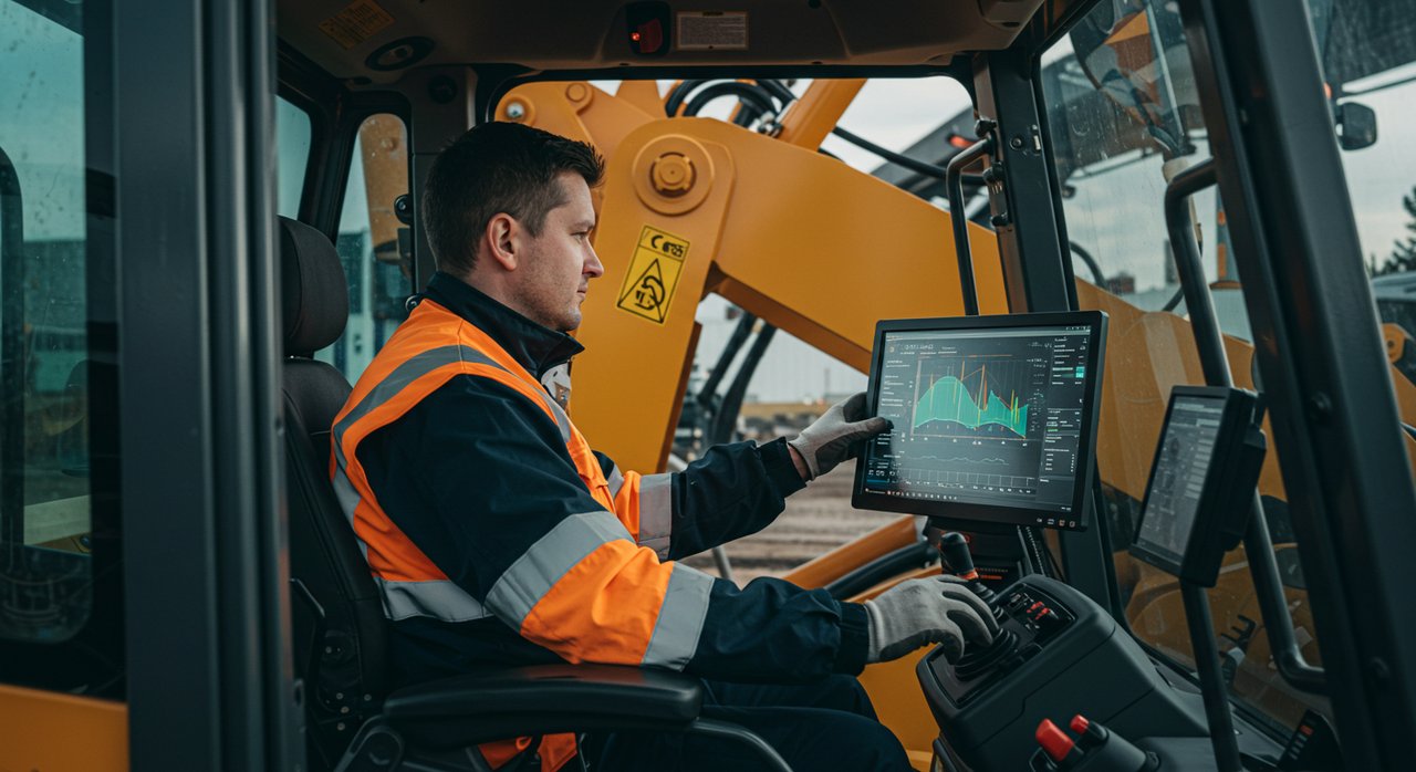 Оператор спецтехники использует системы телематики и цифровой диагностики