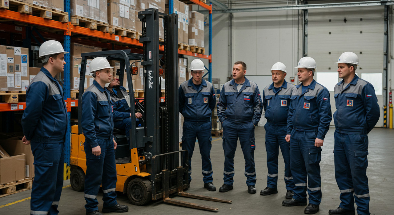 Обучение и инструктаж по охране труда для водителей погрузчиков на предприятии.