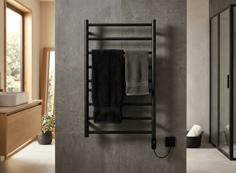 Черный электрический полотенцесушитель — практично или нет