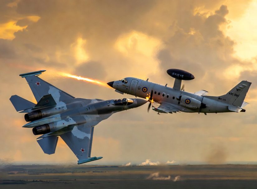 Су-57 гиперзвуковой ракетой Р-37М за один выстрел ослепил украинскую ПВО: шведский Saab 340 с системой Link 16 сбит над Донбассом